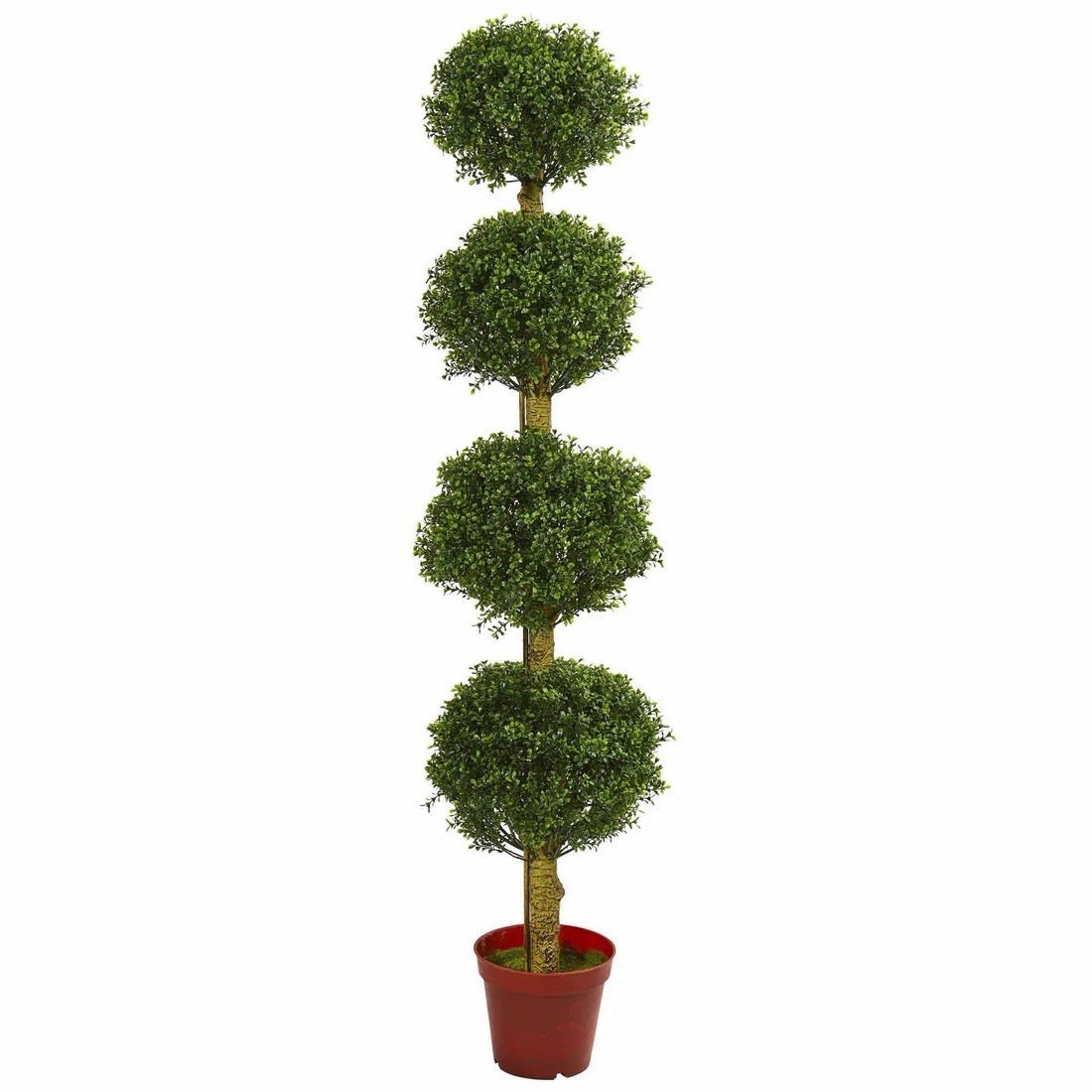 6’ UV Artificial Boxwood 4-Ball Tiered Topiary Tree Indoor/Outdoor