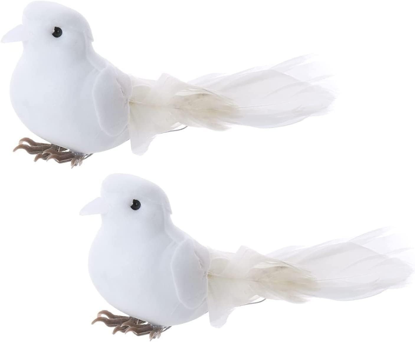 2 Pcs Simulation White Doves, Artificial Birds Craft, Foam Pigeon for Home De…