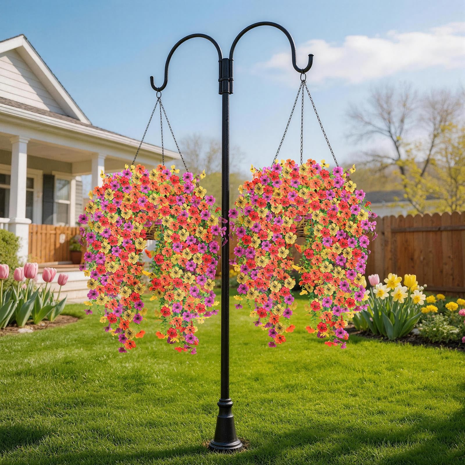 Artificial Hanging Flowers for Outdoors, 6PCS Faux Silk Artificial Flowers fo…