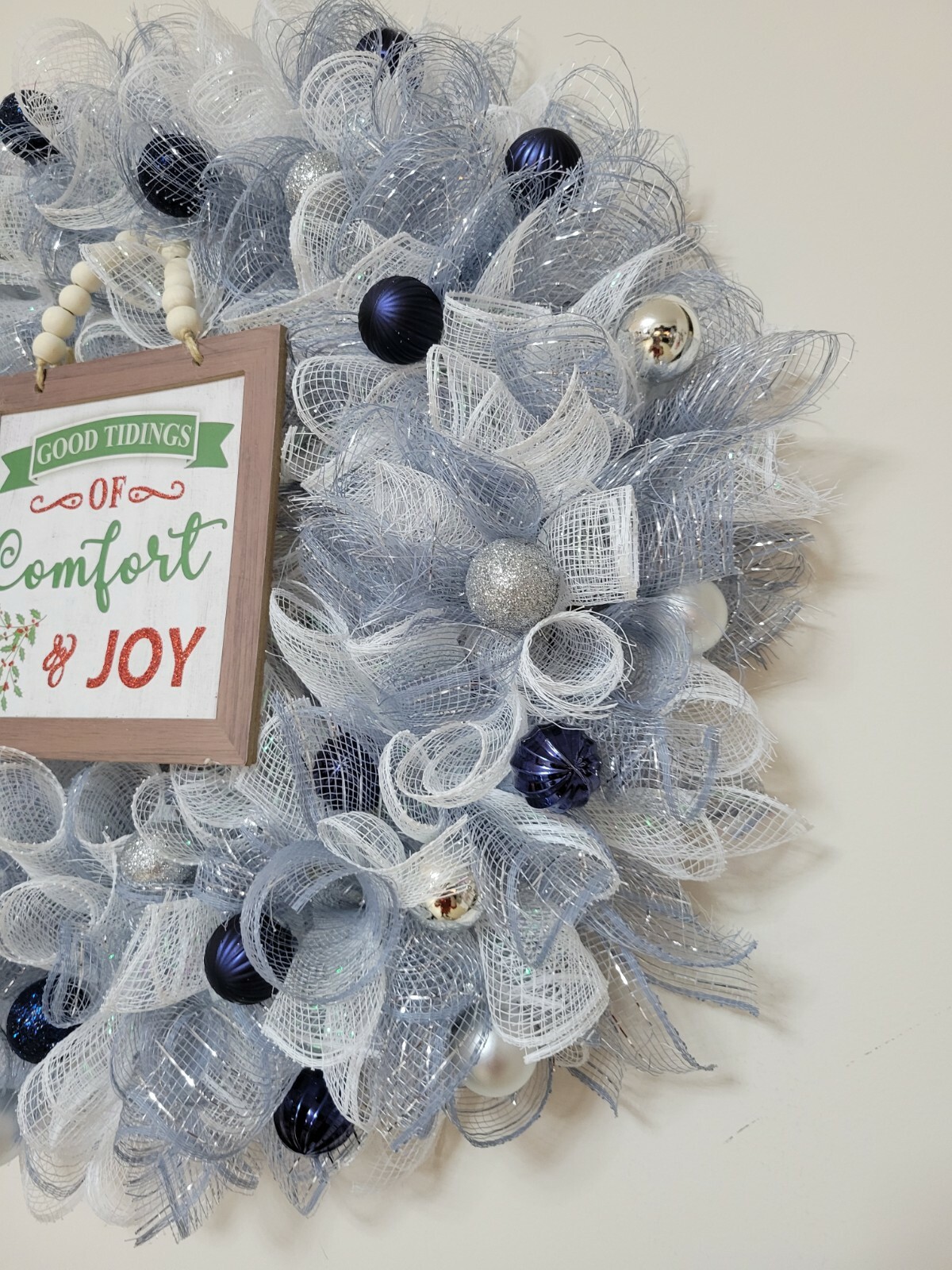 Christmas Joy Happy Holidays Mesh Front Door Wreath Wall Decoration Merry Christ
