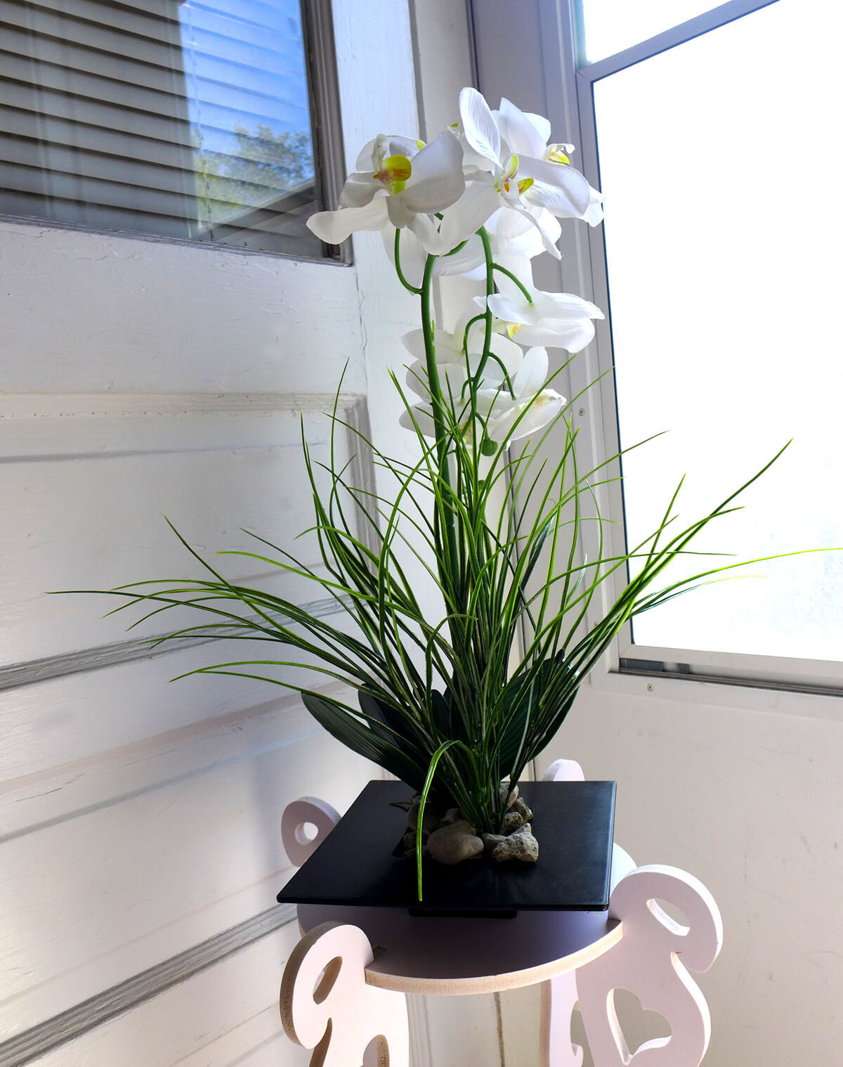 3 Pcs Artificial Plants Butterfly Orchid Flower With Fake Grass (#43)