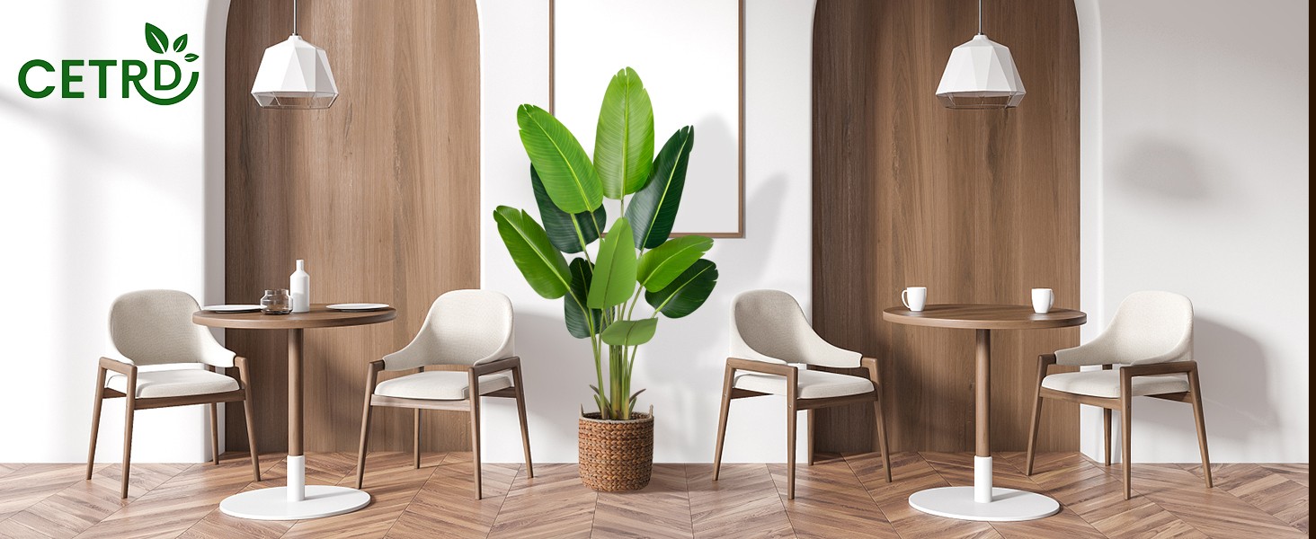 Artificial Bird of Paradise Plant 5.2Ft Fake Tropical Palm Tree with 10Trunks