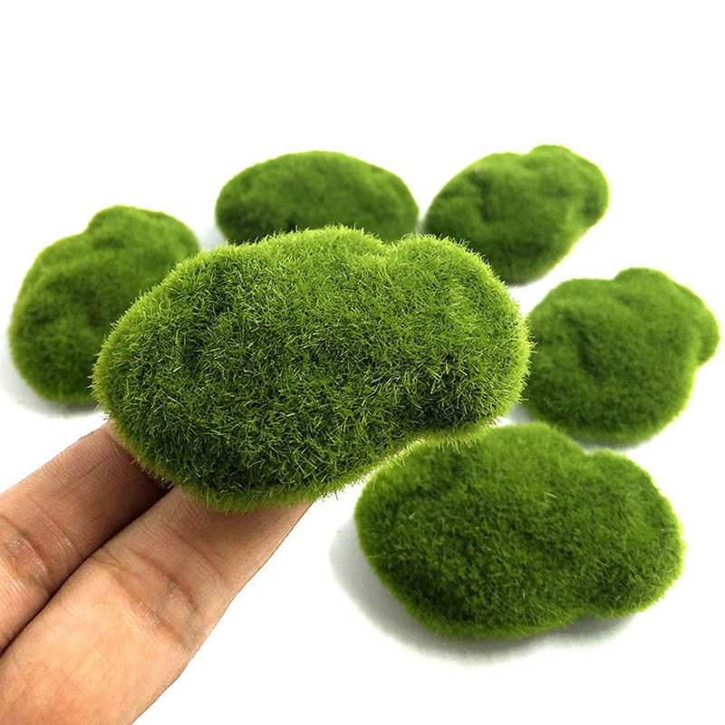 Artificial Moss Stones Grass Fake Rock Green Plant Landscape Garden Decor