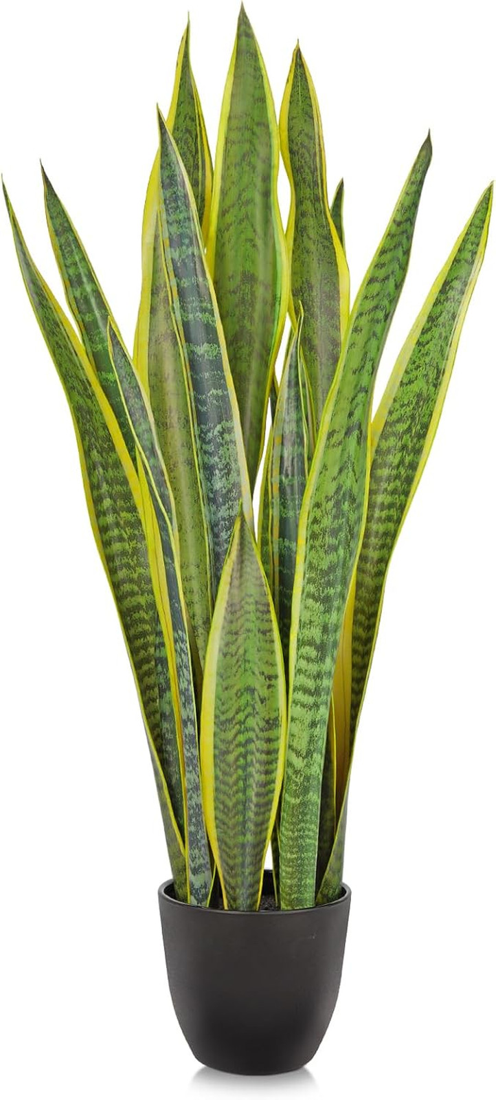 28″ Artificial Snake Plant in Black Pot – Faux Sansevieria for Home & Garden