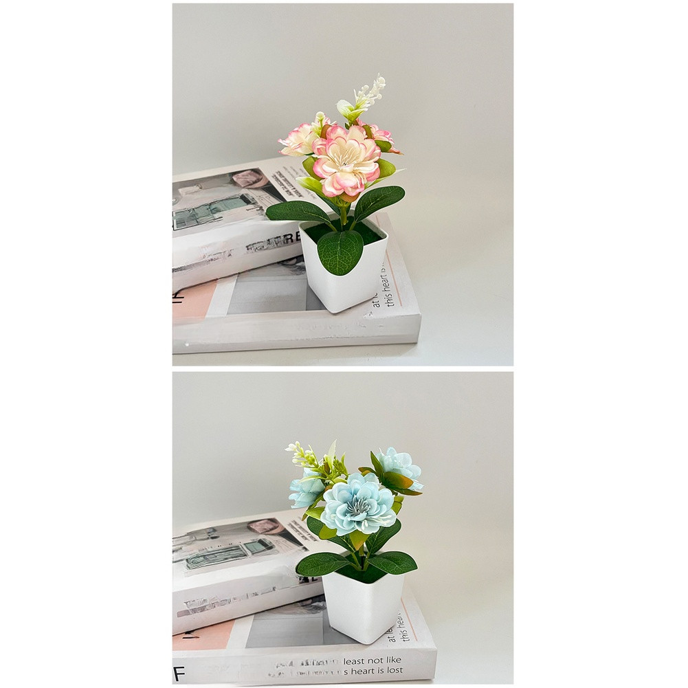 Low Maintenance Silk Chrysanthemum Potted Plant 14 x 5.5cm for Any Room Decor