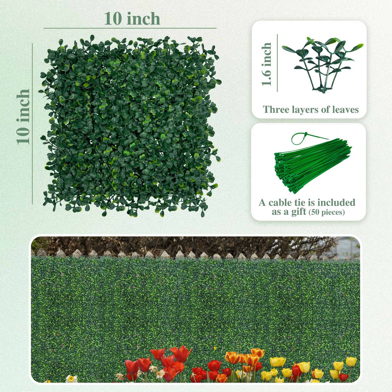 Artificial Greenery Grass Wall Panel, 10×10 Inch 6-Pack (4.2 sqft), UV-Anti F…