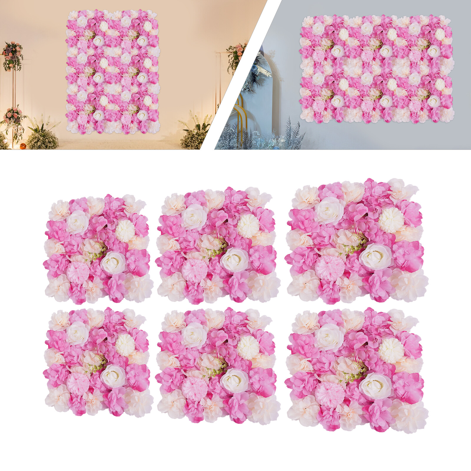 6pcs Wall Decor Shop Photo Backdrop Rose Mat Floral Wall Arrangement 15*15inch