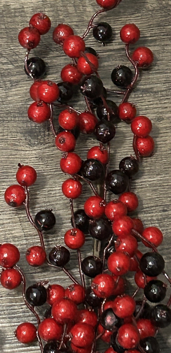 Artificial Holiday Berries color Red and Black 27″