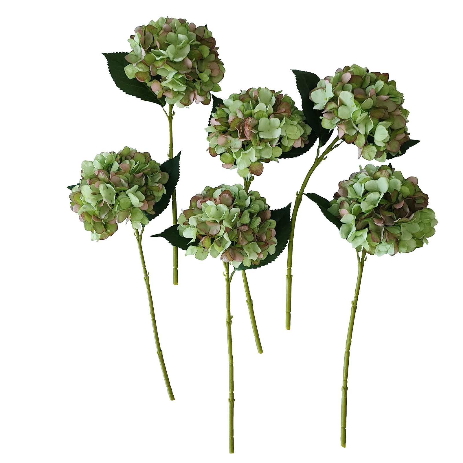 Green Hydrangea Artificial Flowers,6 Pcs Faux Green Hydrangea Flowers, Artifi…