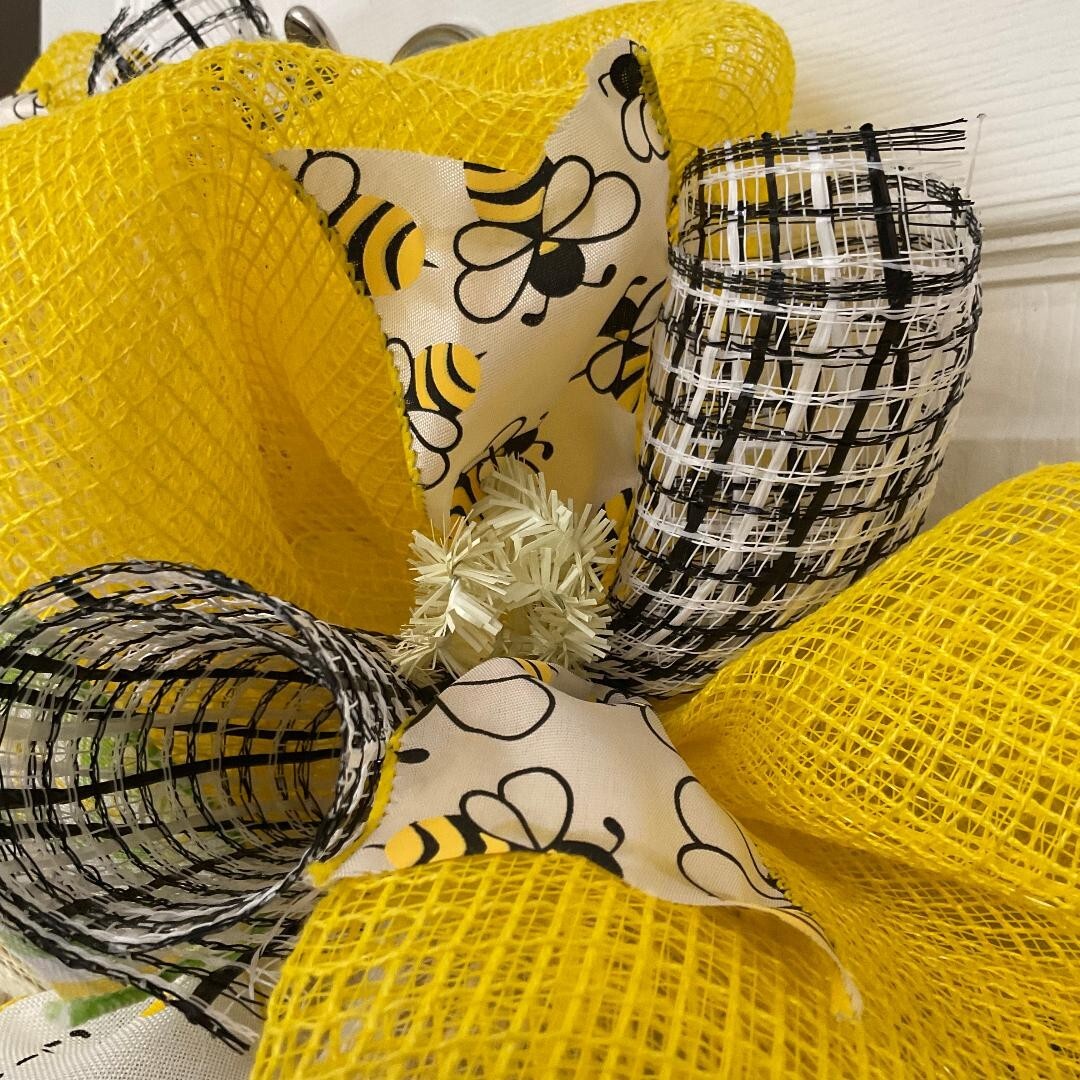 Bee Blessed Welcome Wreath Handmade Deco Mesh 24 inch or 28 inch diameter