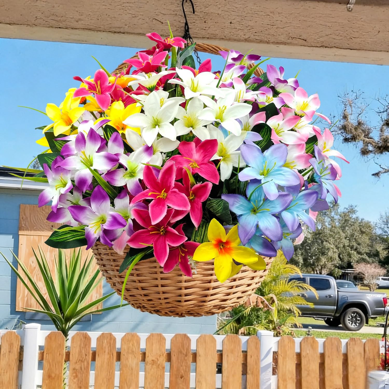 Artificial Fake Flowers for Outdoor Decoration, 8 Bundles UV Resistant Artifi…