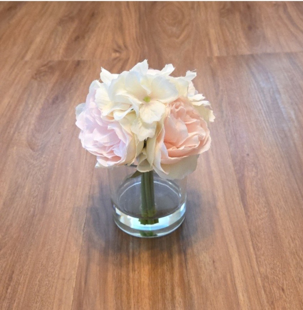 Nature Spring Rose and Hydrangea Faux Floral Arrangement