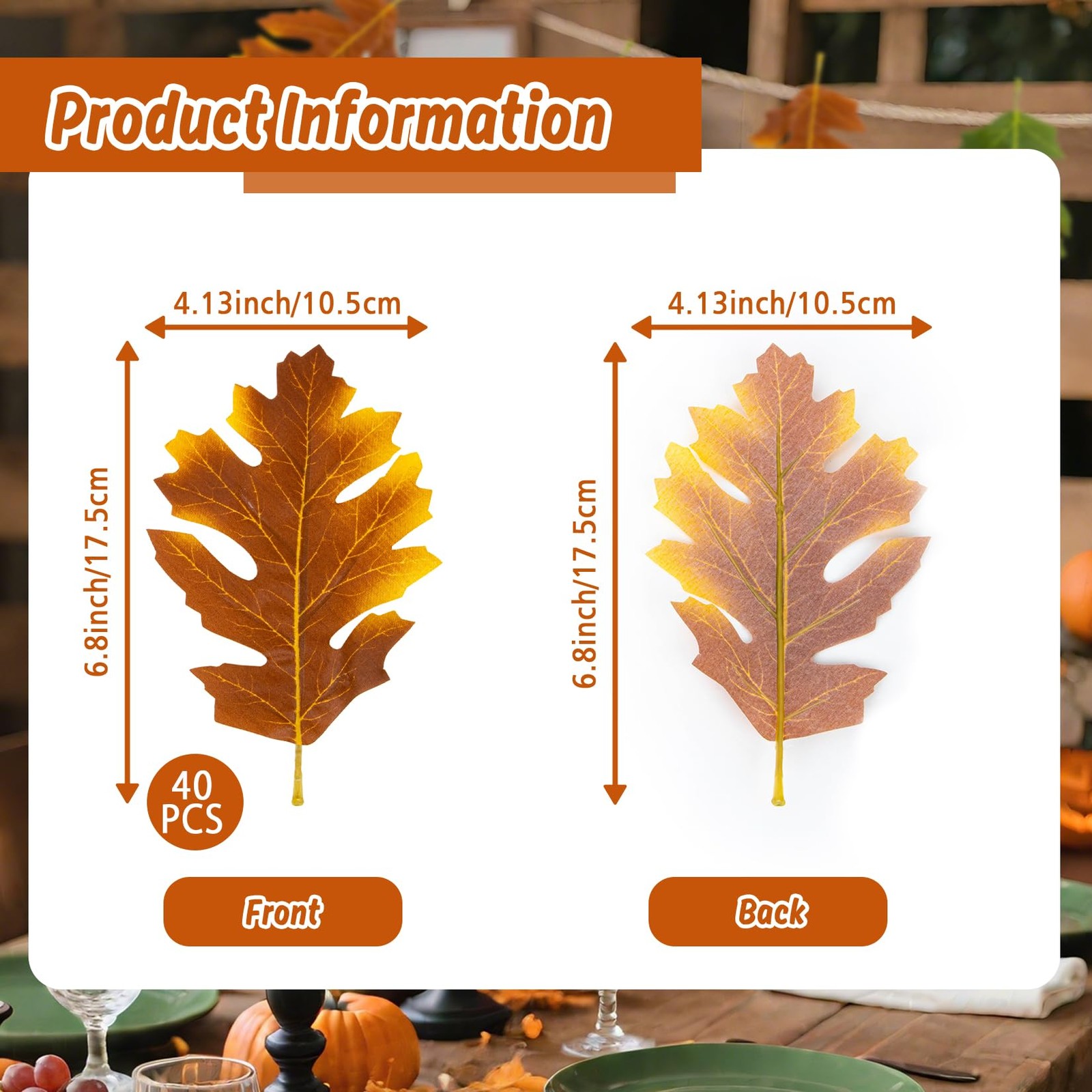 40 PCS Mixed Color Thanksgiving Fall Artificial Maple Leaves Wall Autumn Decor