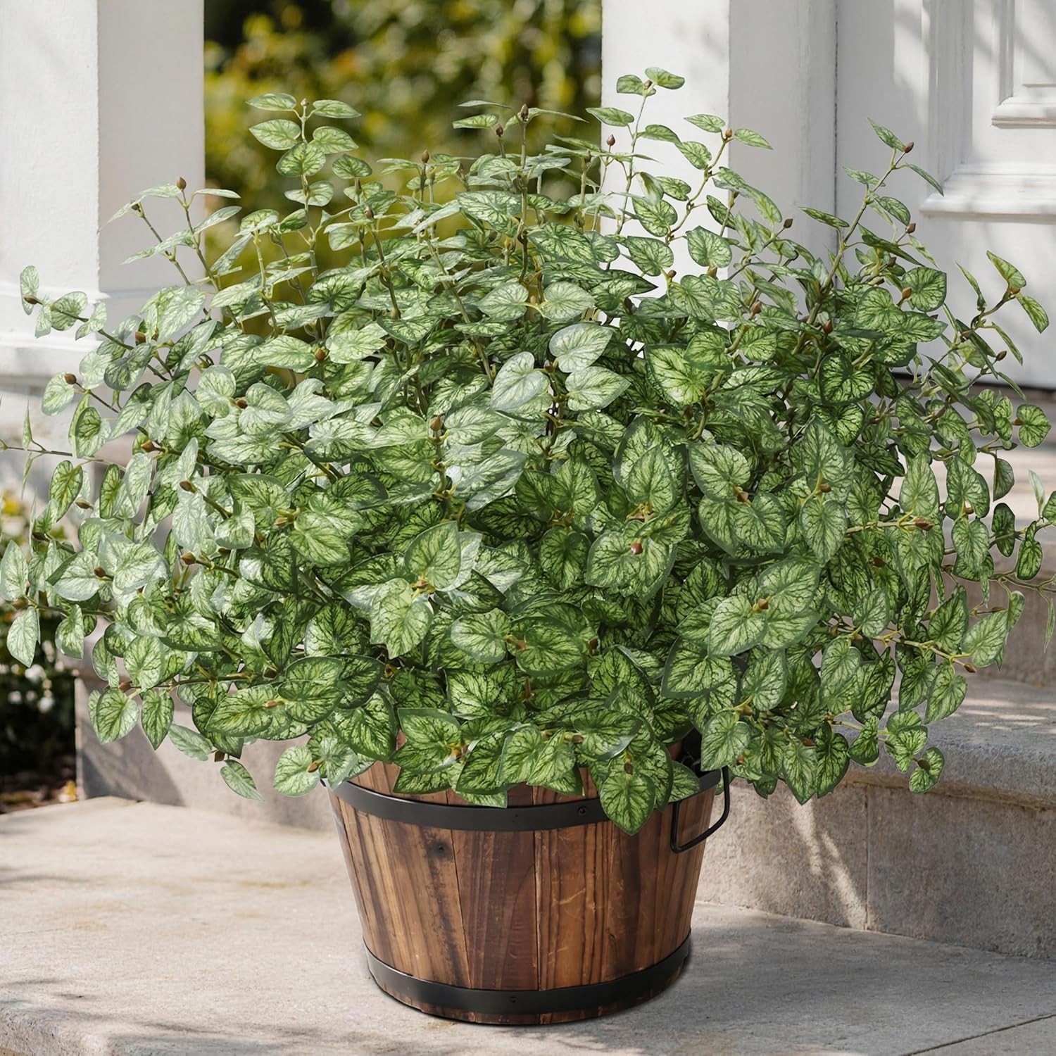 Artificial Plants Outdoor 5 Pcs, Faux Greenery Plants Outdoor UV Resistant Si…