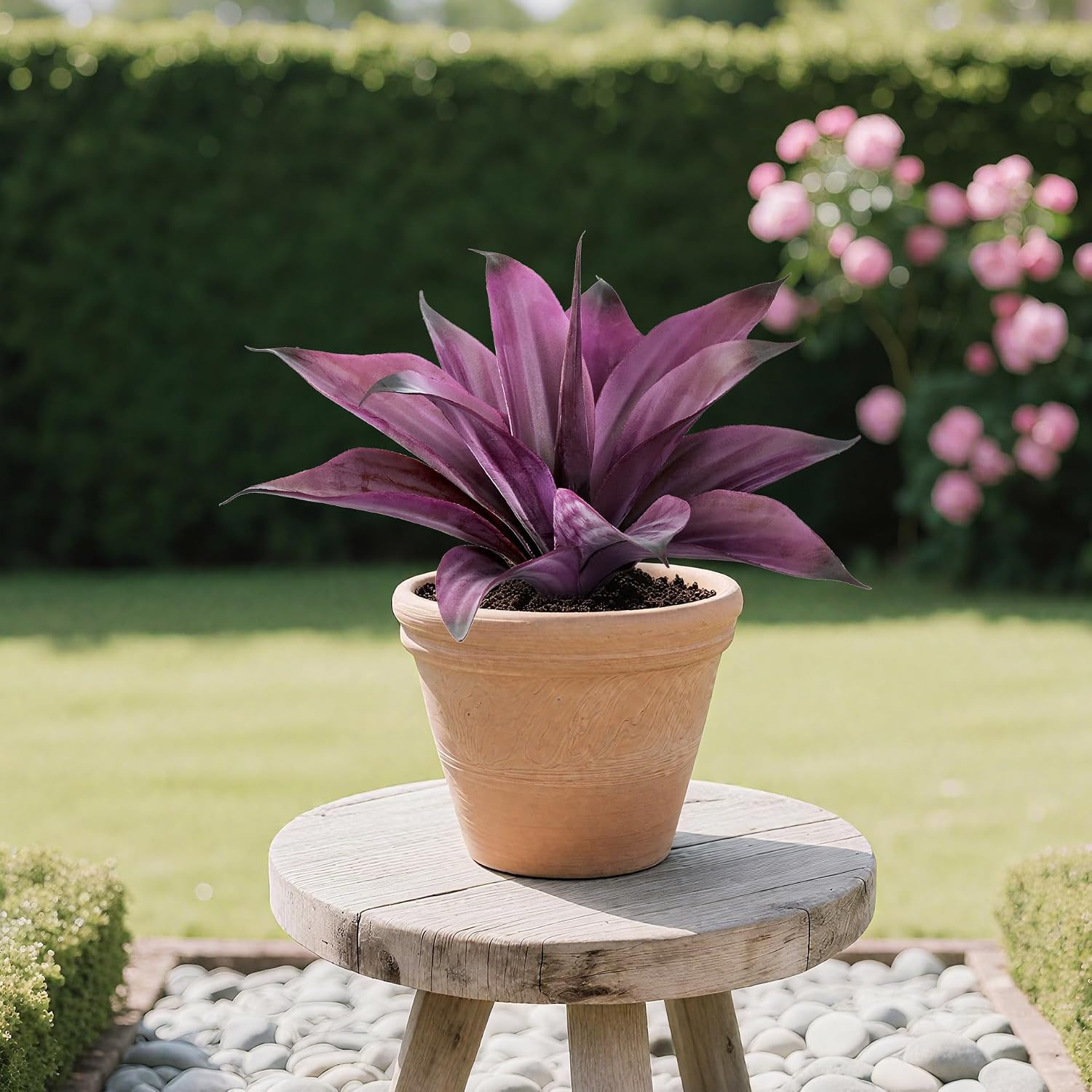 UV Resistant Faux Agave Plants – 14.2in Purple, 2 Pack for Indoor/Outdoor Use