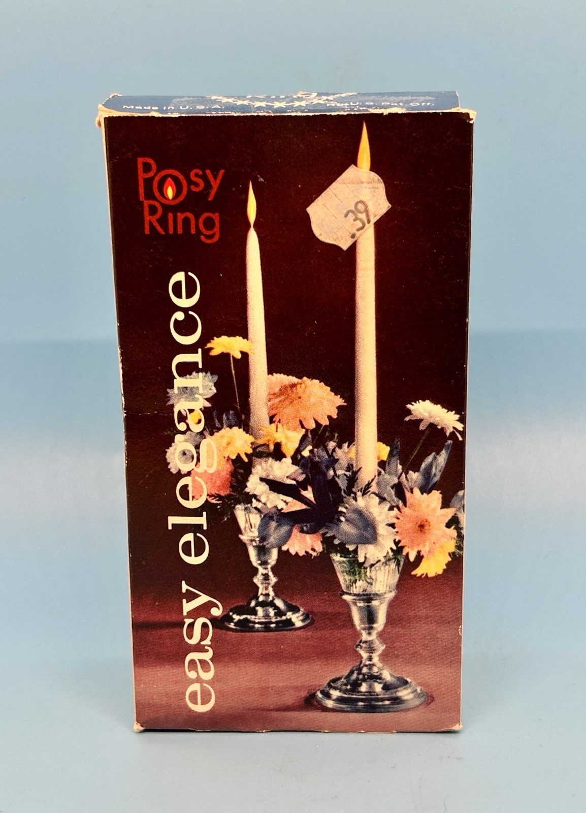 Vintage Posy Ring Pair w Box Flower Frog Floral Candle Holder Mid Century