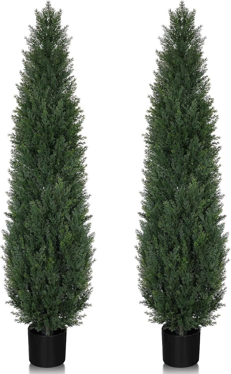 Set of 2 UV Resistant 5FT Artificial Cedar Topiary Trees for Outdoor Decor