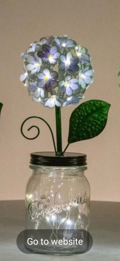 LED Lighted Metal Hydrangea in Jar with fairy light, Ultimate in.. Purple Q9