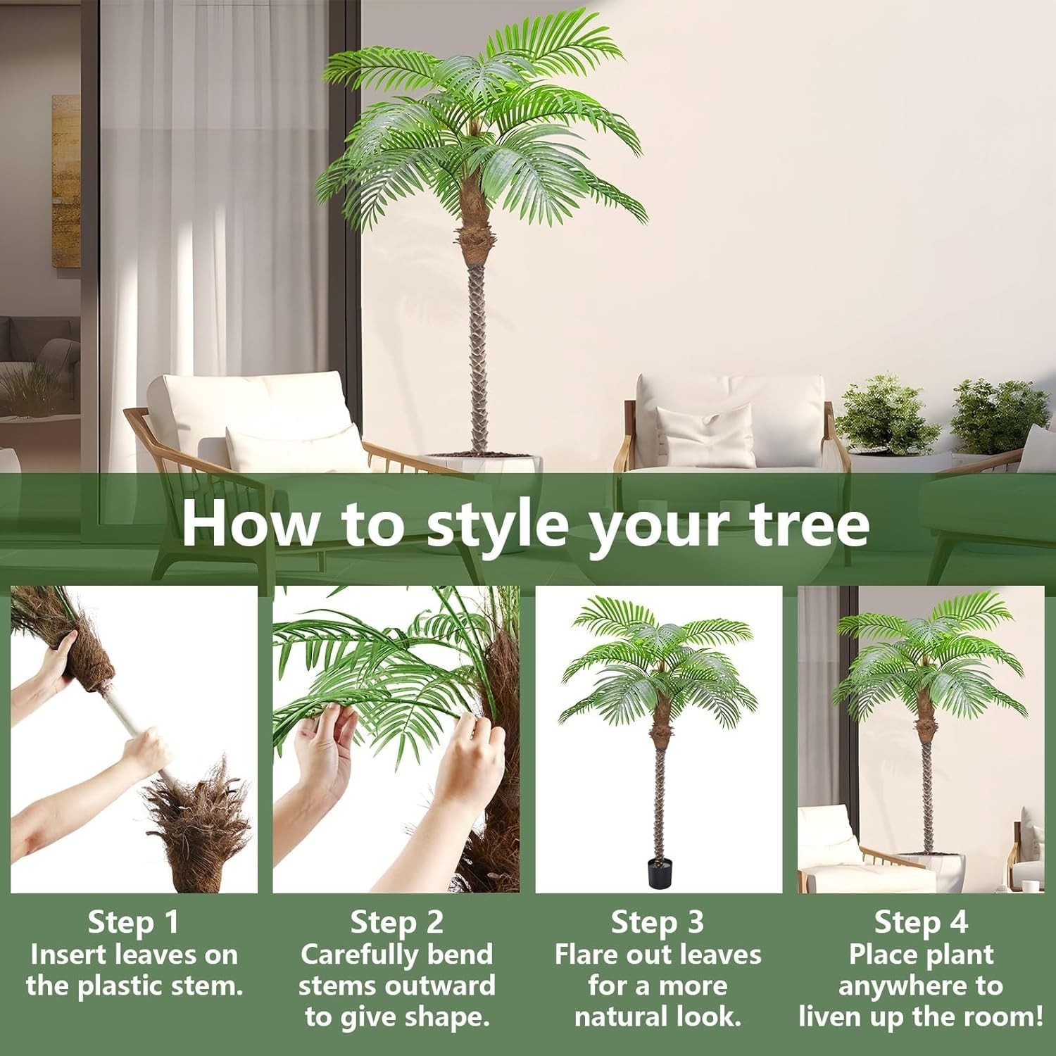 Artificial Phoenix Palm Tree 6ft Tall for Indoor/Outdoor Home Decor