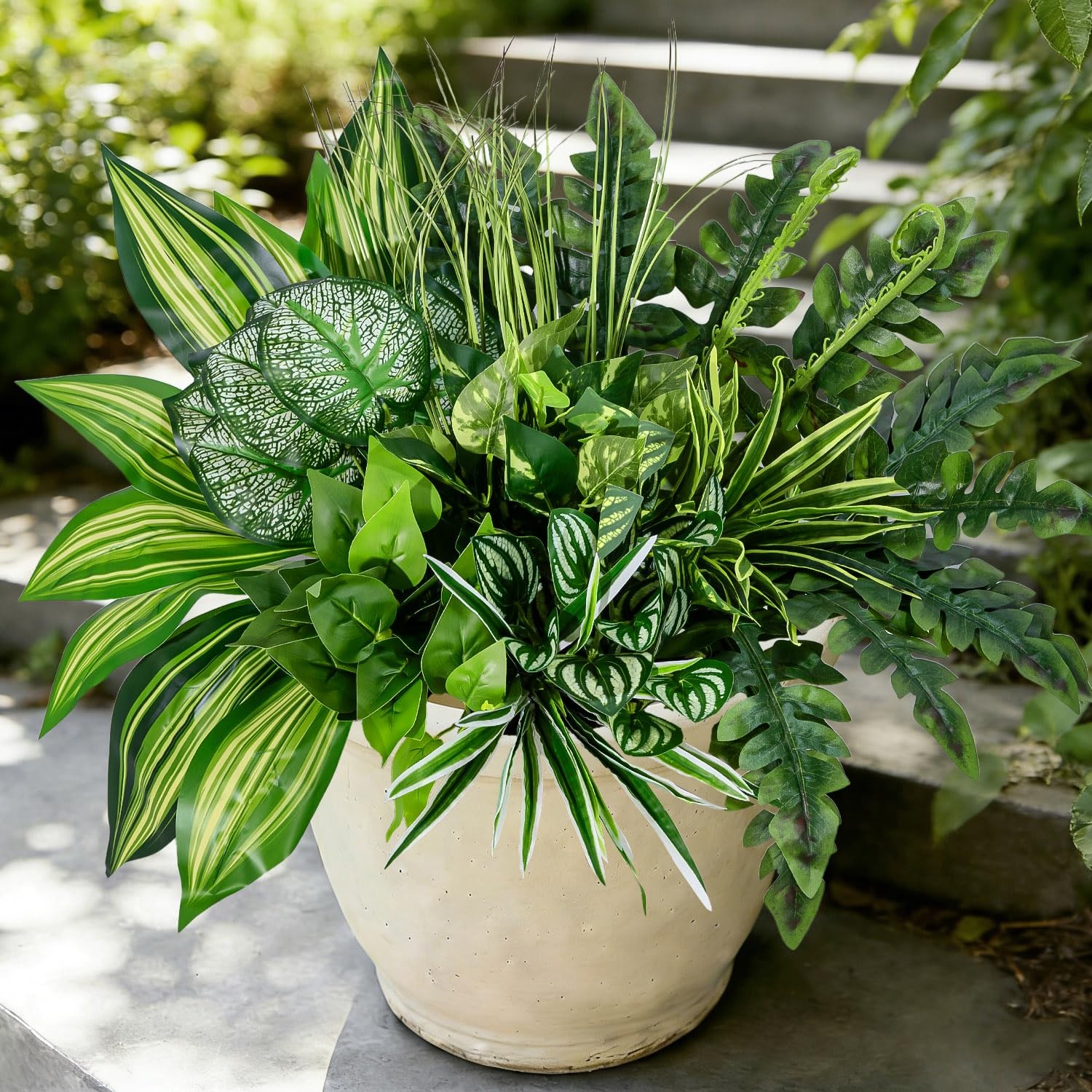12 Bundles Large Outdoor Artificial Plants UV Resistant Fake Greenery Stems F…