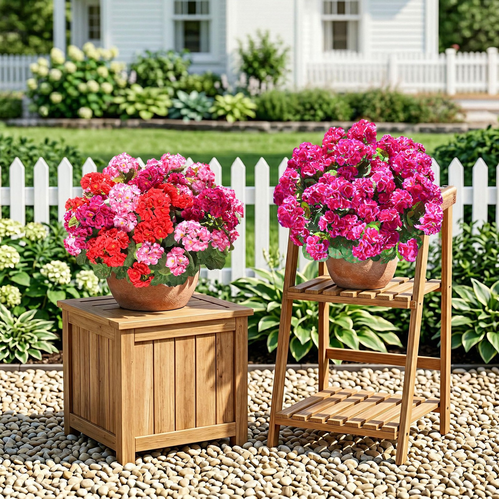 Fake Geraniums Artificial Flowers for Outdoors, 6 Bundles Silk Geraniums Flow…