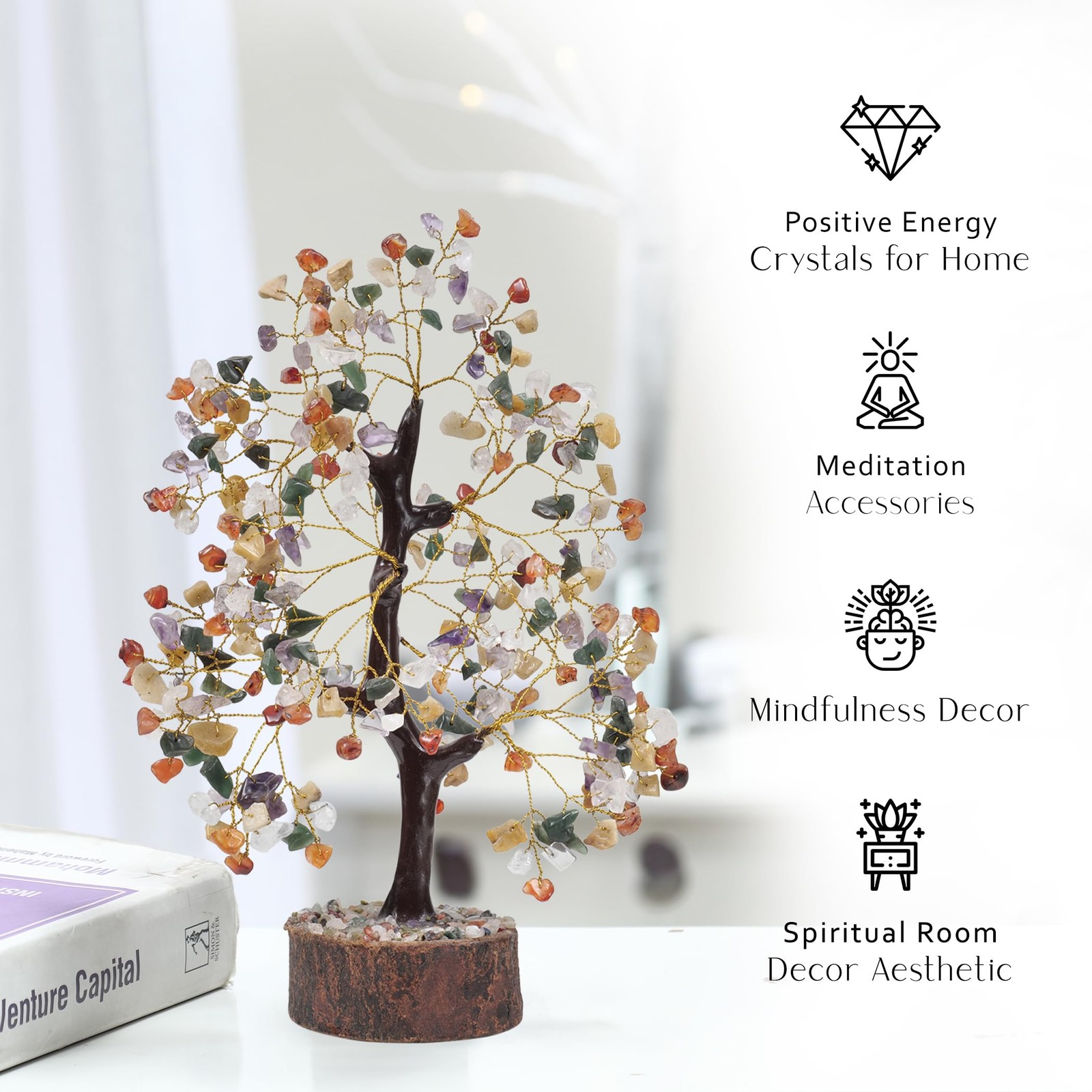 Chakra Money Tree, Crystals, Spiritual 10 in – 12 in, A-chakra Mix Tree G