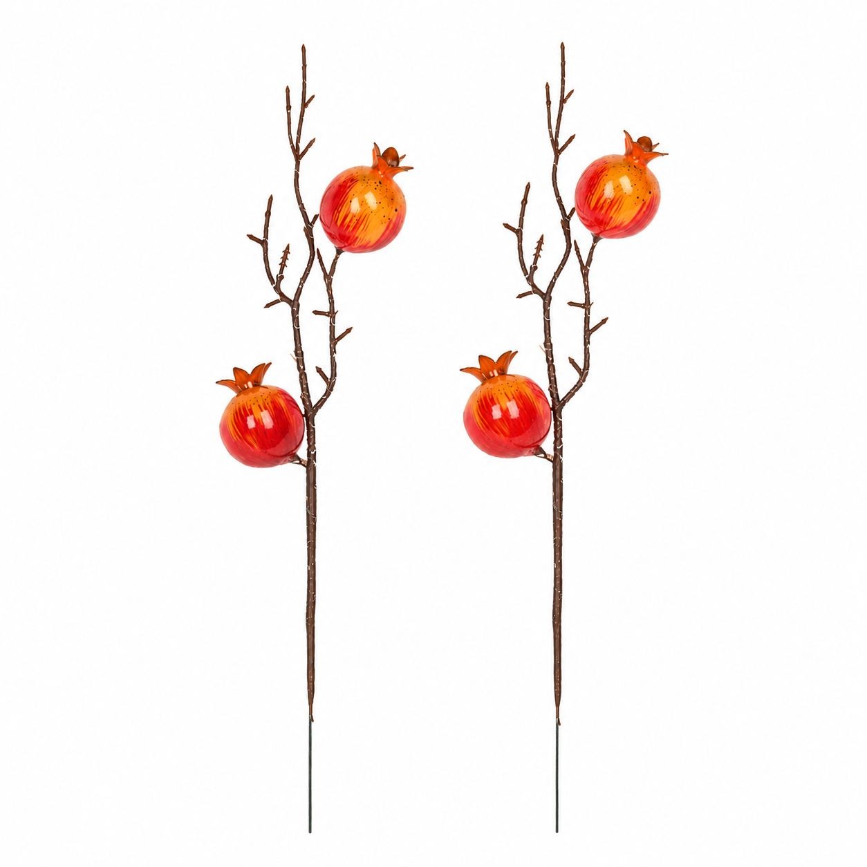 Artificial Pomegranate Stem Set Faux Fruit Branch Fall Decor Rustic Floral Pick
