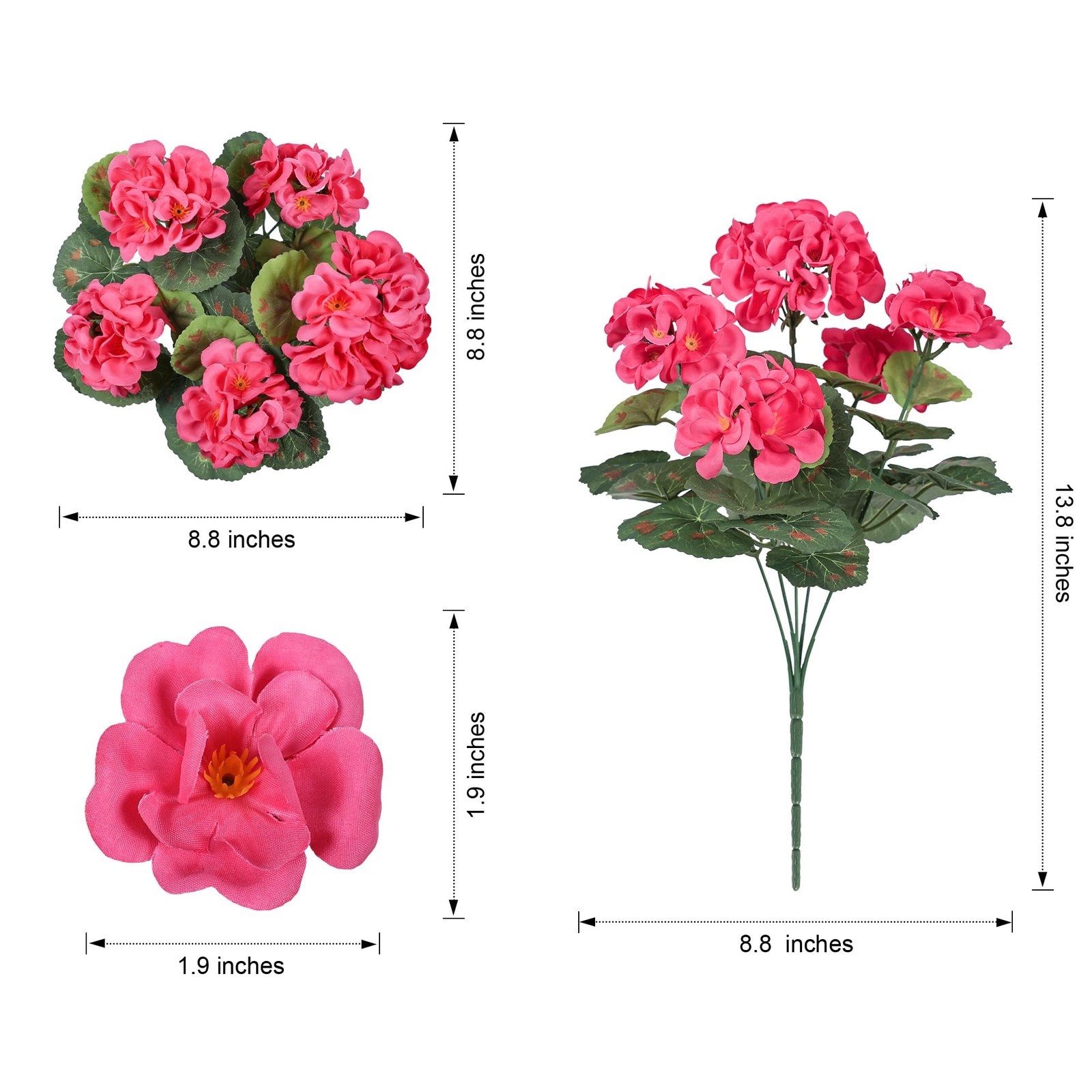 Fake Geraniums Artificial Flowers for Outdoors, 6 Bundles Silk Geraniums Flow…