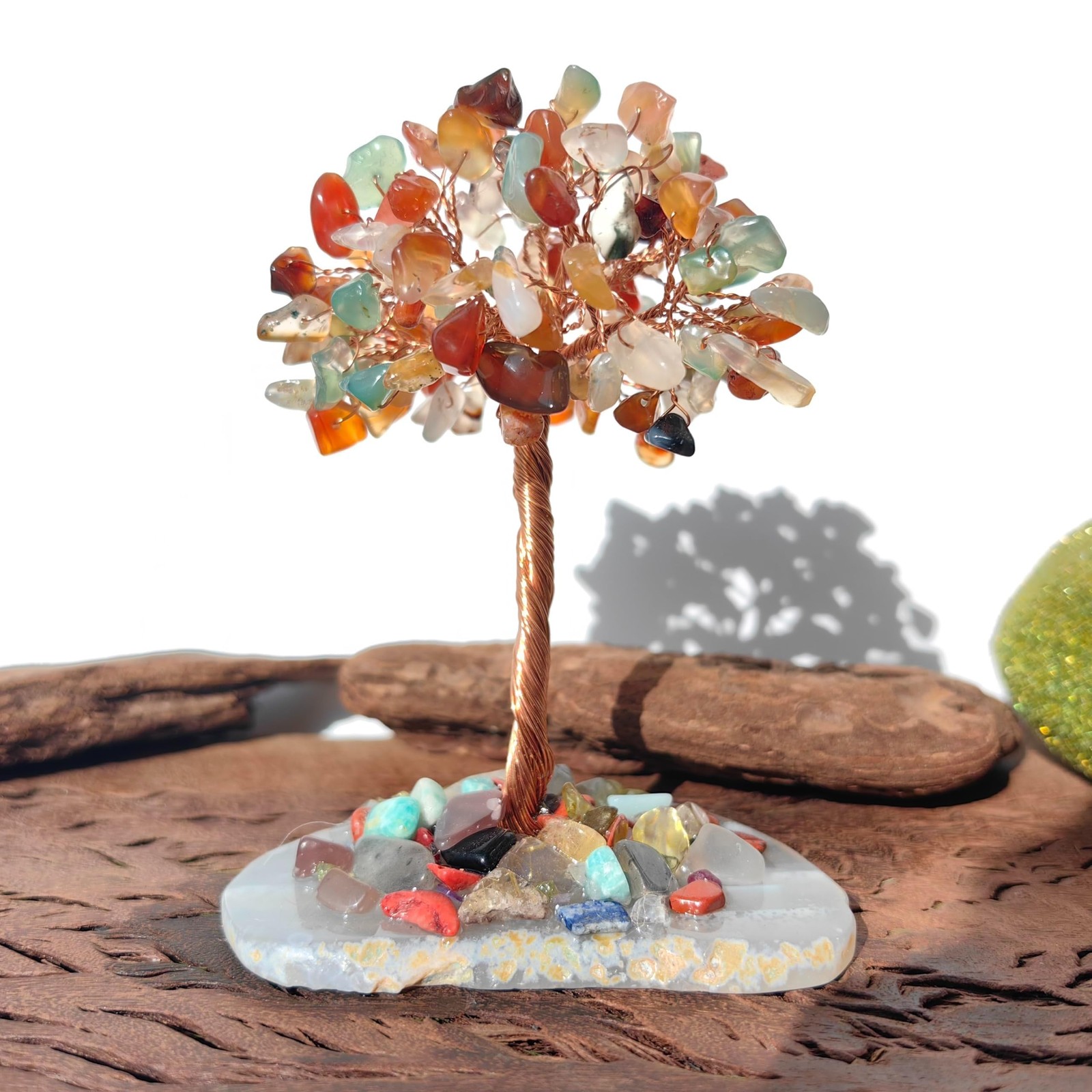 Natural Gemstone Chakra Crystal Tree of Life Wire Wrapped Crystal Tree Round …