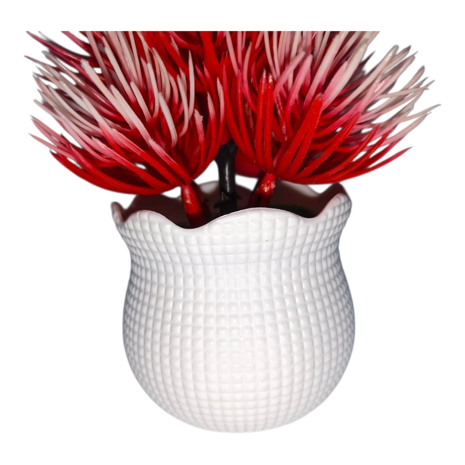 Artificial Pink Orange Red Decorative Plant in White Pot Home Office Decor