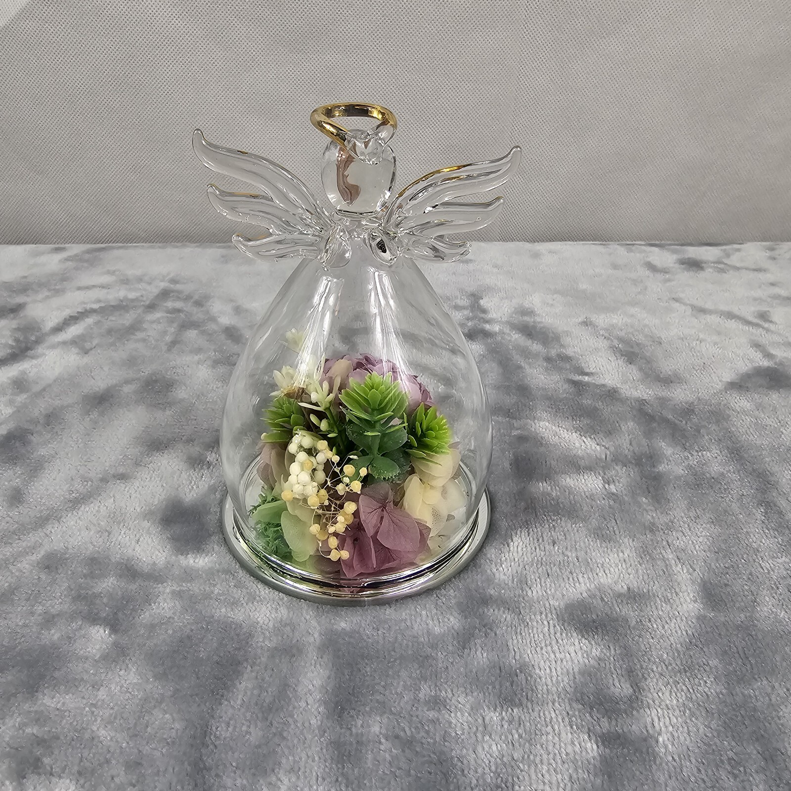 Preserved Flower Gifts in Glass Angel Figurines, Birthday Gifts for Women