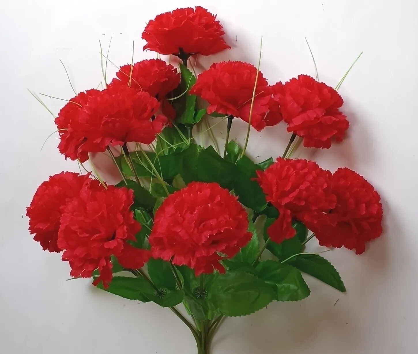 Red Carnation Bush 12-Bloom 17″H Silk Fake Flower Holiday In/Outdoor Decor USA