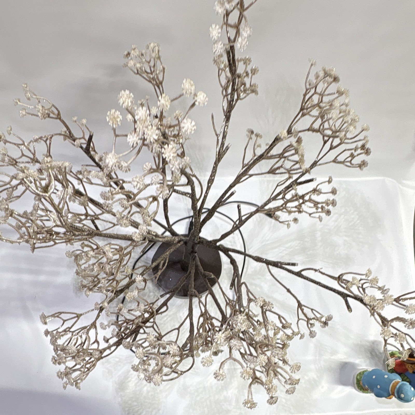 Artificial Lighted Decorative Branch Tree Tabletop Decor, Brown/White 20in