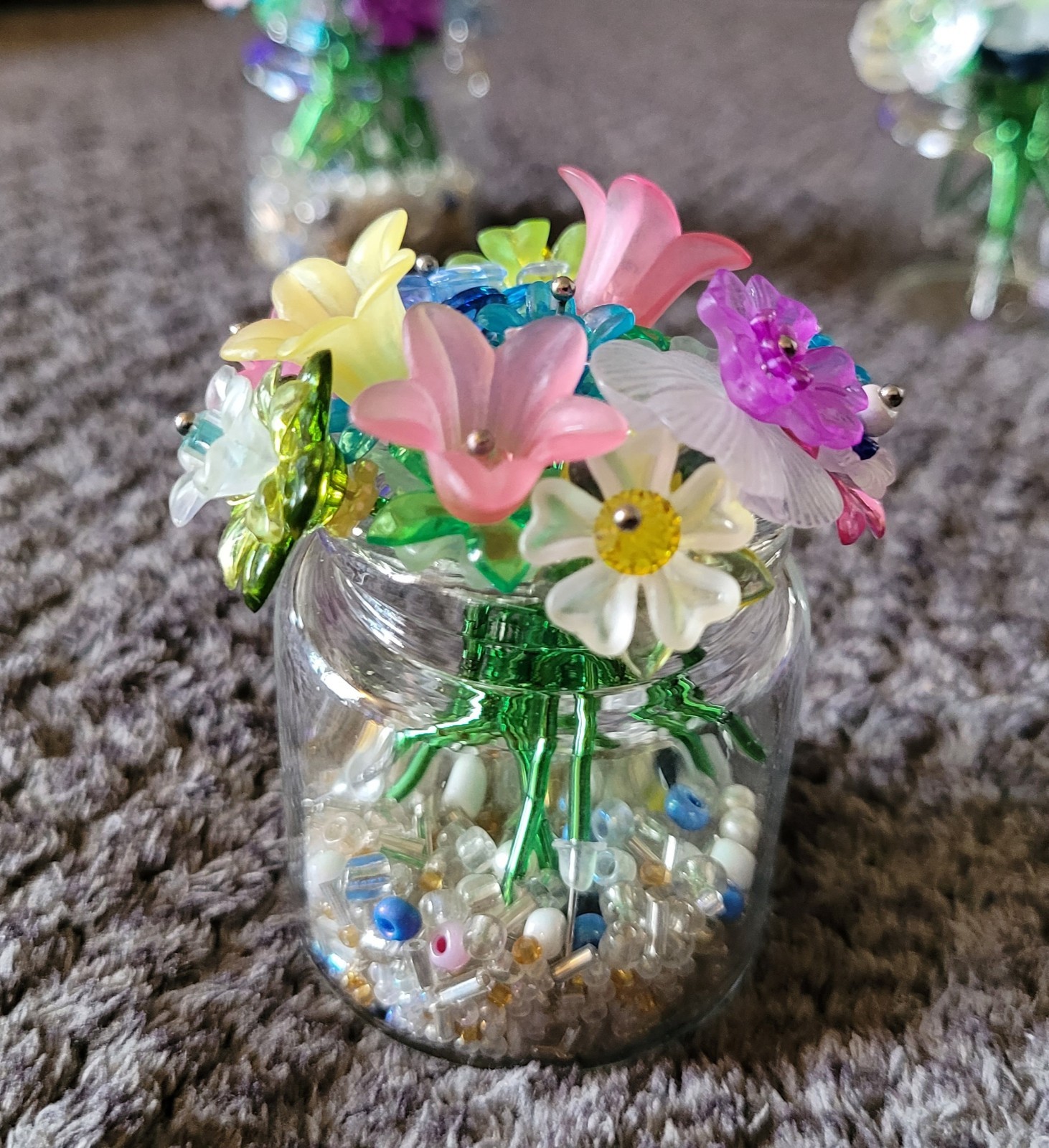 Beaded Flower Bouguet In Mini Glass Vase Forever Flowers