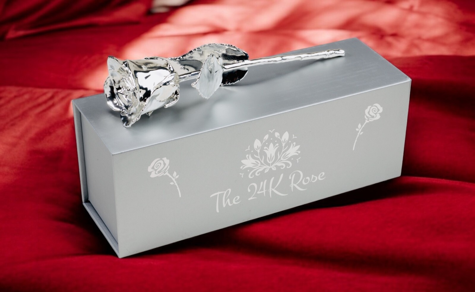 100% Real Rose Plated with Silver, Long Stem, 11.5 Inches.