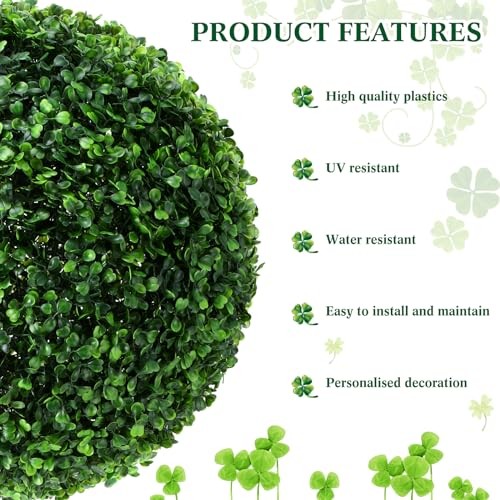 Artificial Plant Topiary Ball 4 Layers Garden Spheres Boxwood 9 Inches 2 Green