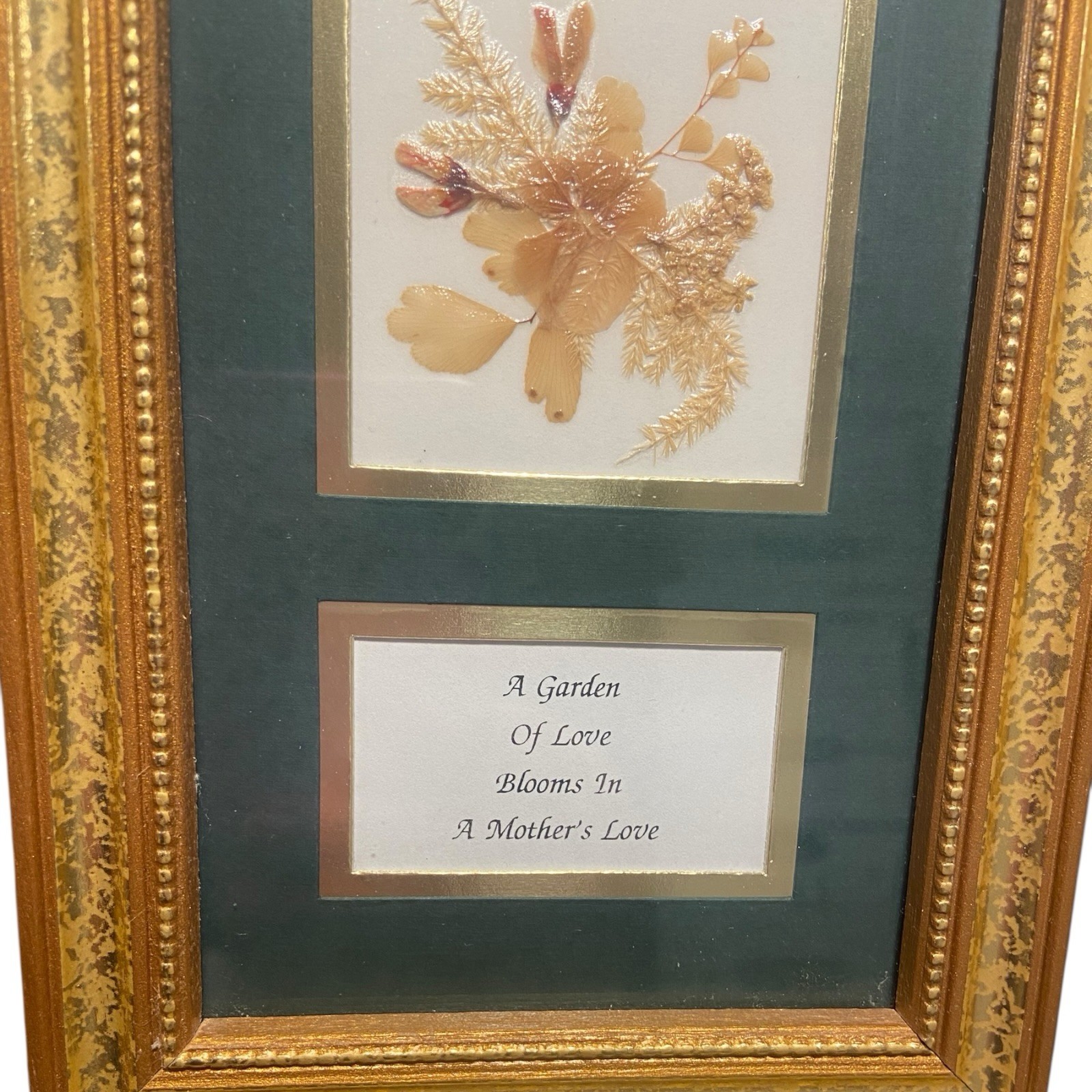 Pressed Flower Framed Poetry Mother’s Day New Mom Gift Love Gold Tone Frame VTG