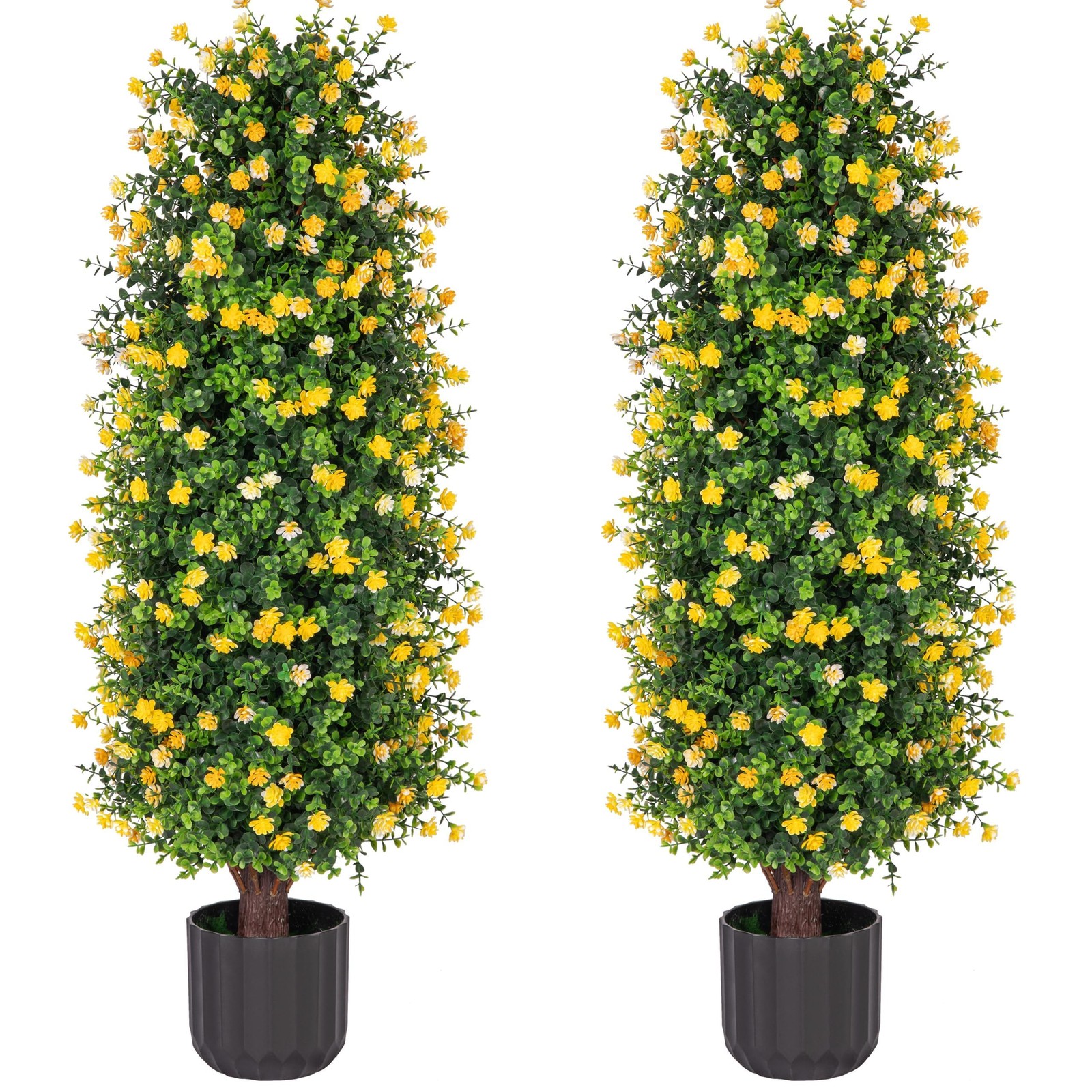 2 Packs Artificial Rose Tree 3FT- Fake Floral Plant Tree in Pot- Decorative T…