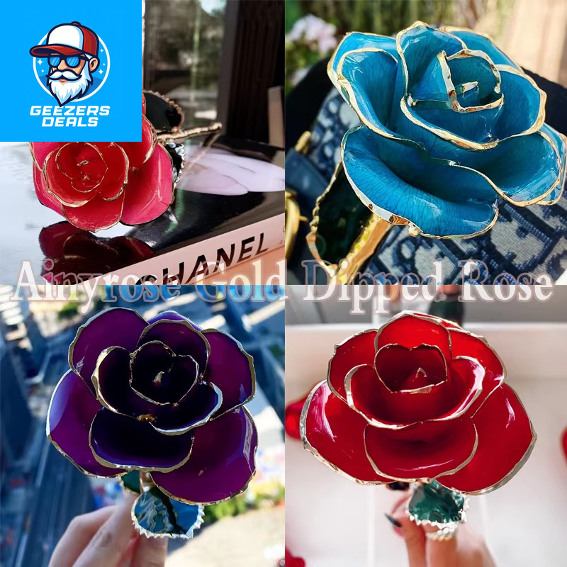 Gifts for Women 24K Gold Dipped Rose with Stand Eternal Flowers Forever Love in