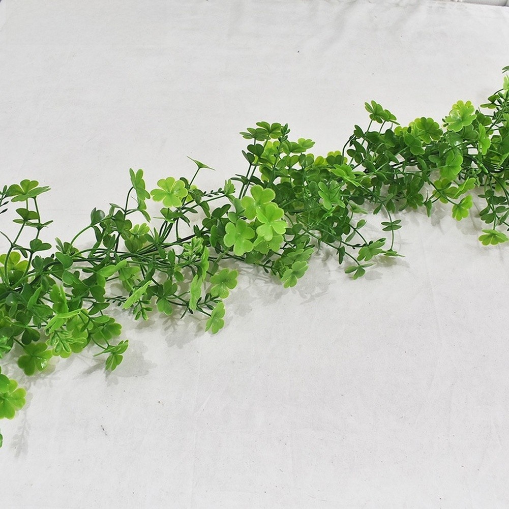 180cm Clover Wreath Green Artificial Rattan Shamrock Decor for Home Event