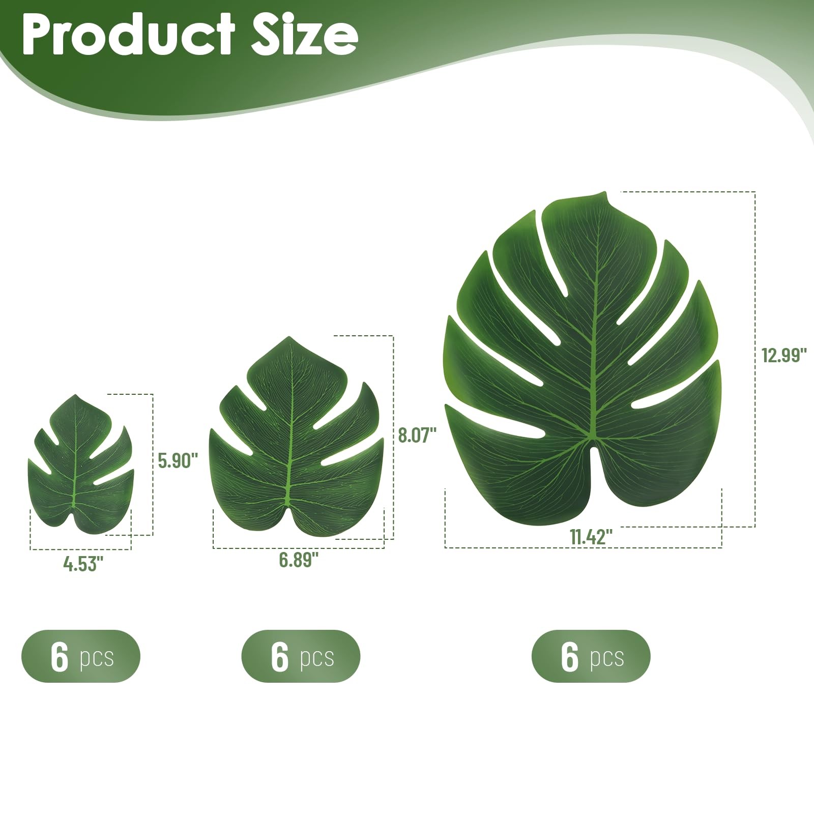 Artificial Palm Monstera Green Leaves for Party Table Decor, Realistic Tropic…
