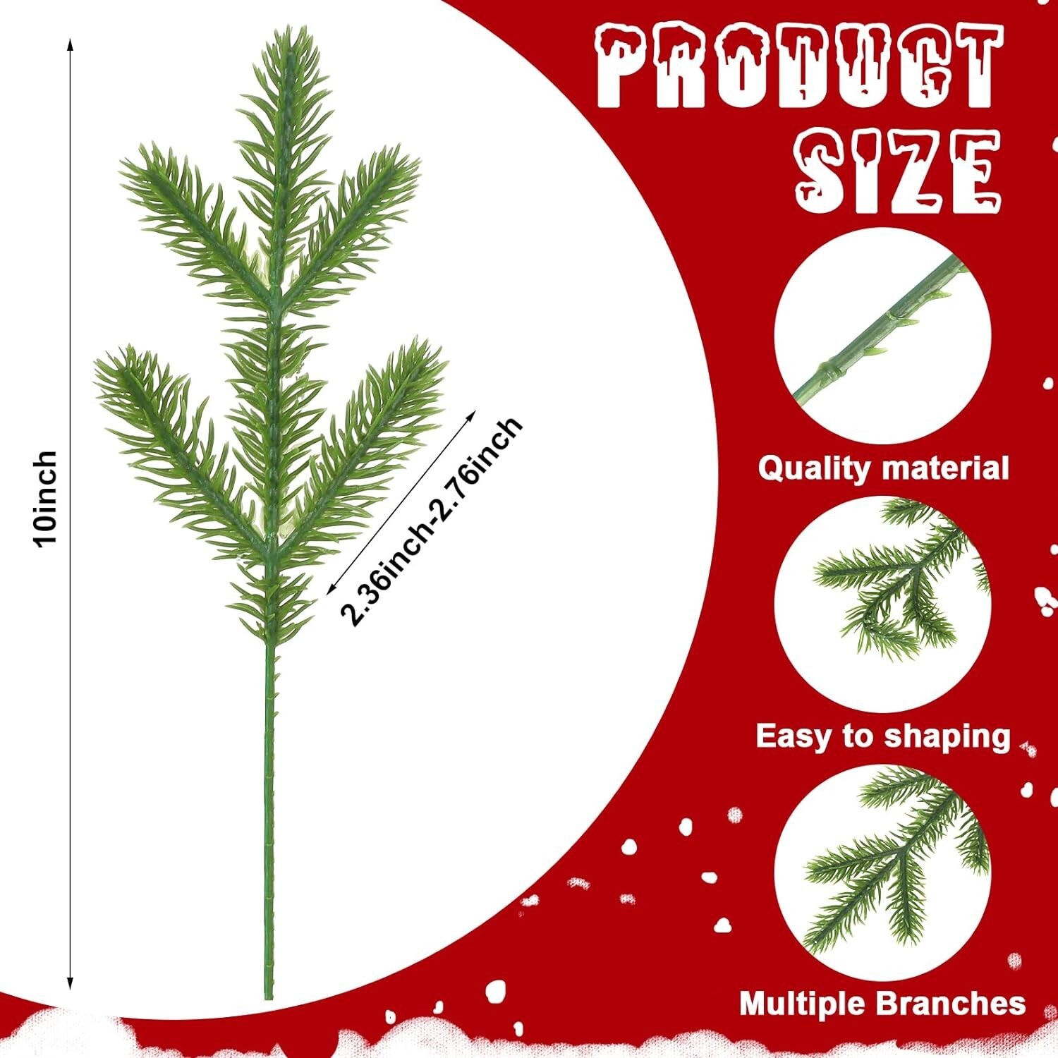 200 Pcs Artificial Christmas Picks & Sprays Green Pine Needles Pine Twig Branch