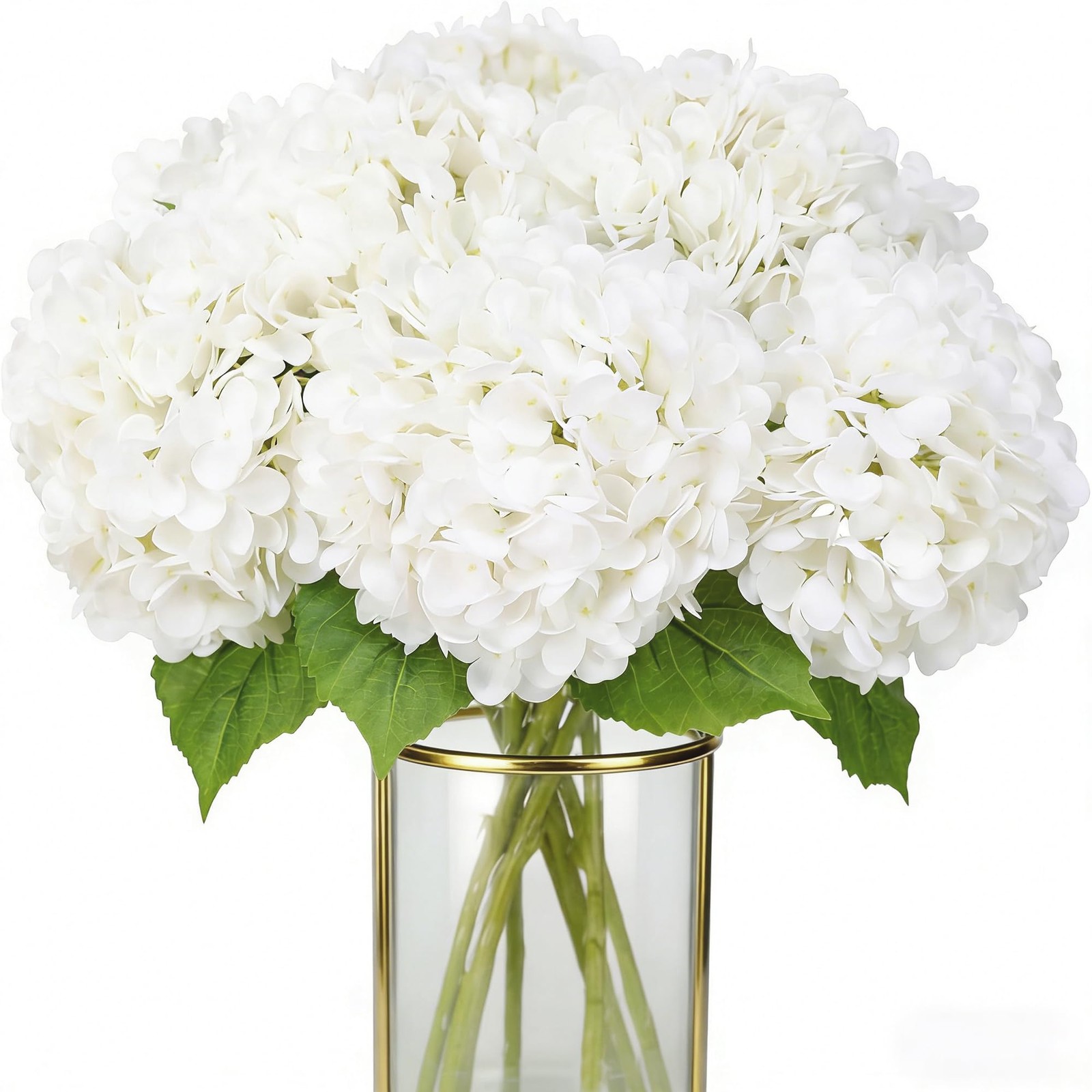 3 Pcs White Artificial Hydrangea Large Flowers 20″ Real Touch Faux Hydrangea …