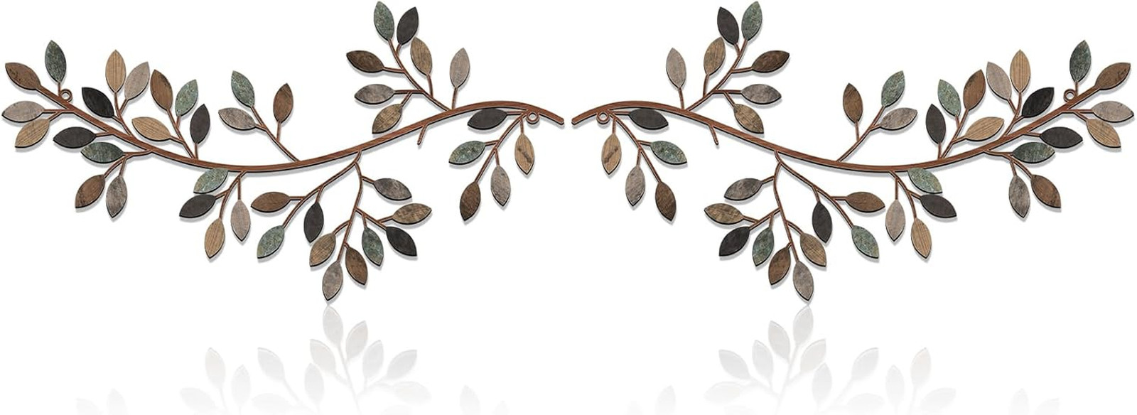 2 Pieces Metal Tree Leaf Wall Decor Vine Olive Branch Leaf Wall Art Wrought Iron