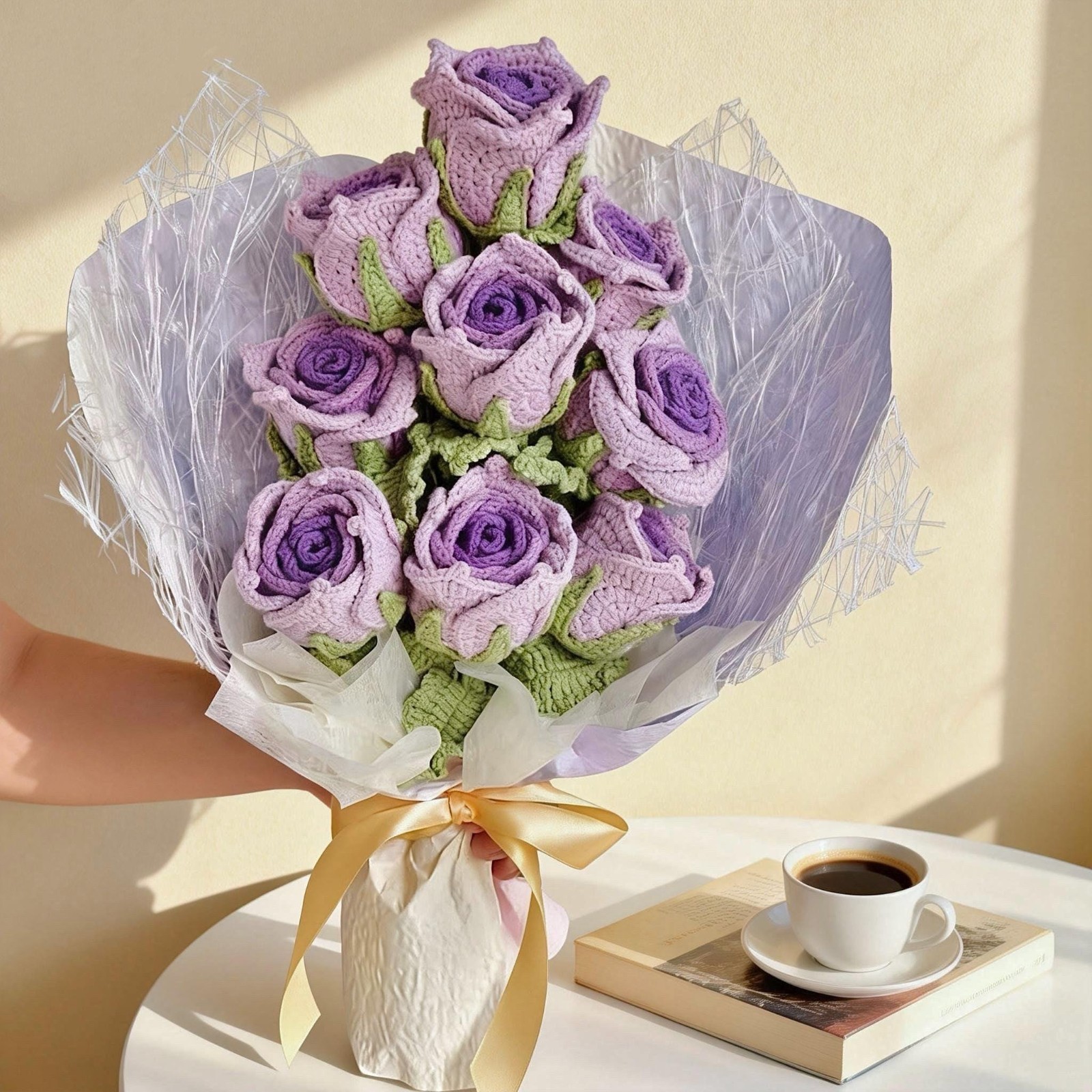Crochet Flower Bouquet Handmade Mother’s Day Gift for Mom Keepsake Flowers