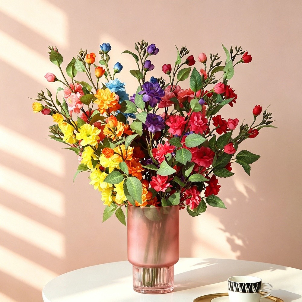 Artificial Camellia Flower 27.56in for Wedding Table Decor Outdoor Use