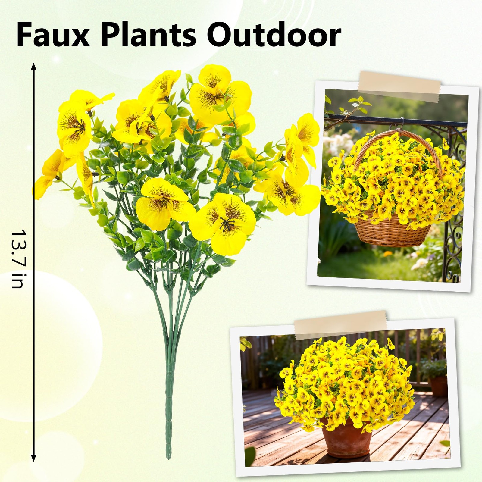 10pcs Outdoor Faux Flowers UV Resistant Artificial Fake Pansies Flowers with …