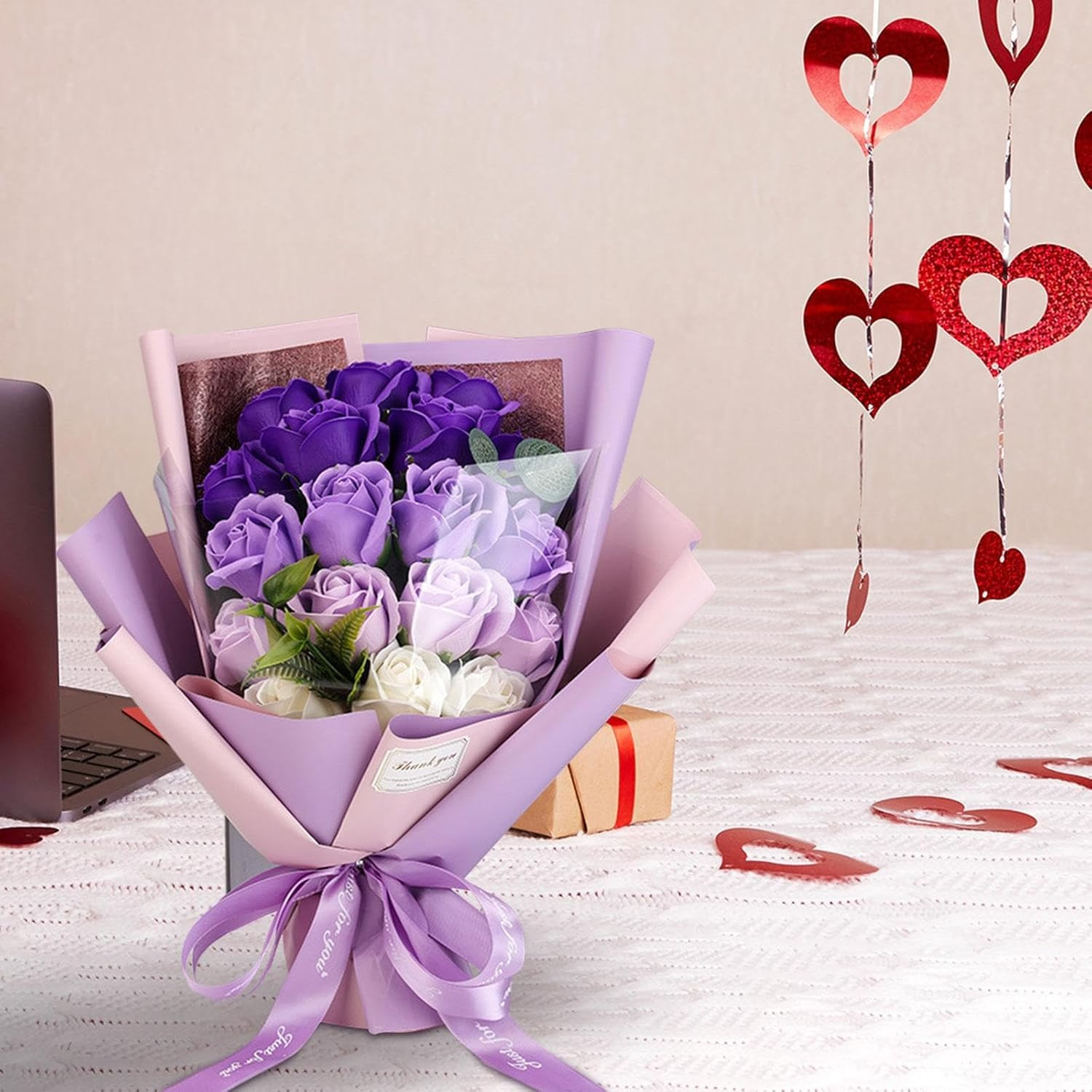 Roses Bouquet Artificial Flower – Preserved Red Rose Flowers with Love Necklace