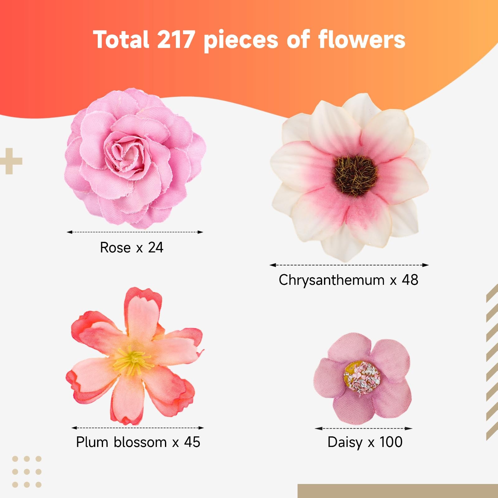 217 PCS Mini Artificial Silk Flowers Rose Daisy Sunflower Wedding Decor
