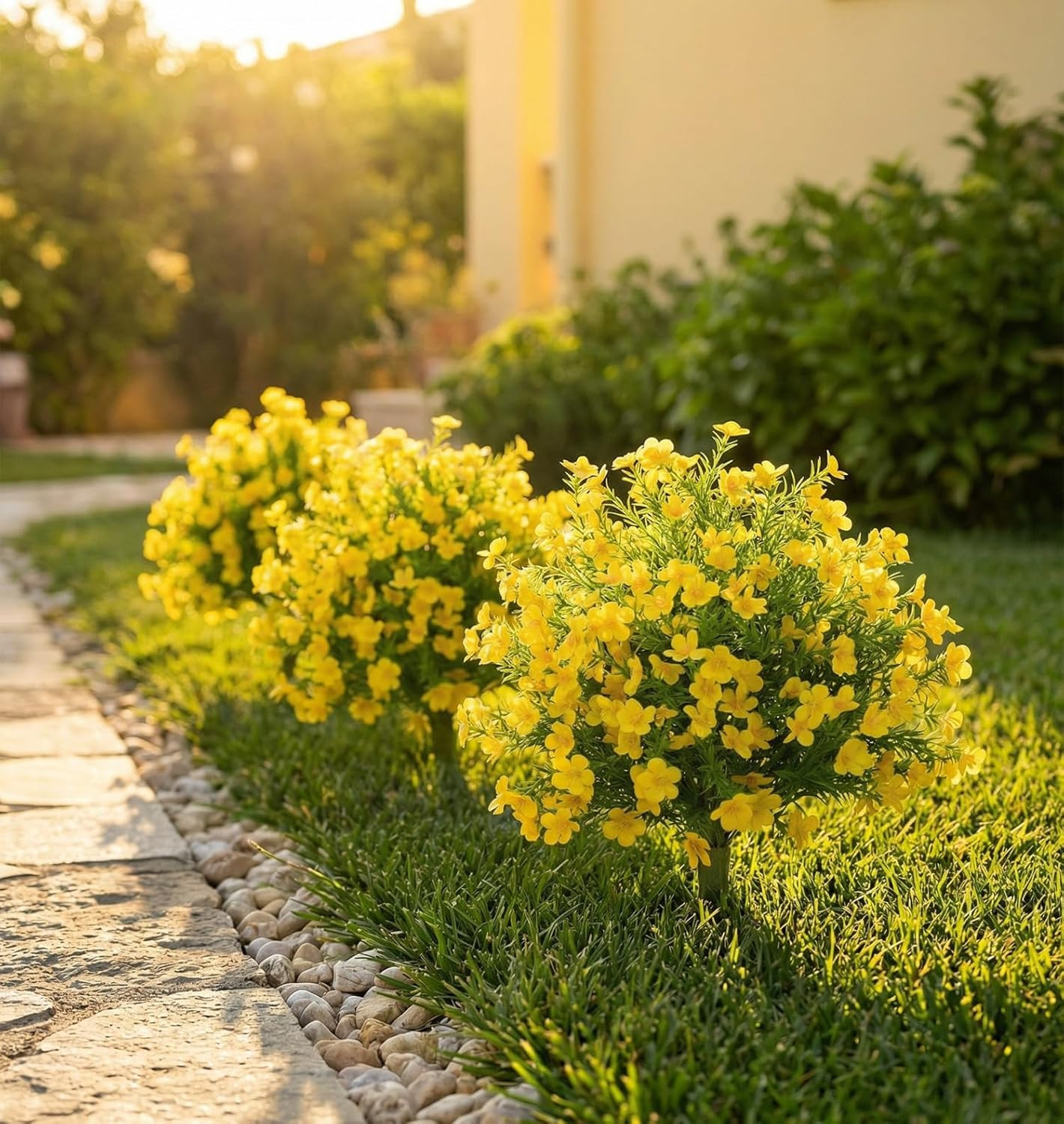 Set of 2 UV Resistant 22.5″ Yellow Boxwood Topiary Ball Trees for Indoor/Outdoor